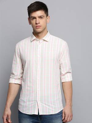 men's long sleeves checked white shirt 2