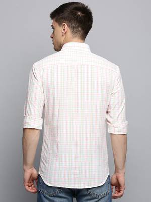 men's long sleeves checked white shirt 4