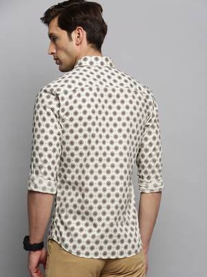 men's long sleeves floral cream shirt 4