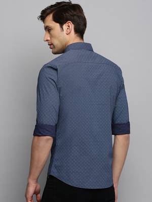 men's long sleeves micro ditsy navy blue shirt 4