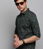 men's long sleeves abstract olive shirt