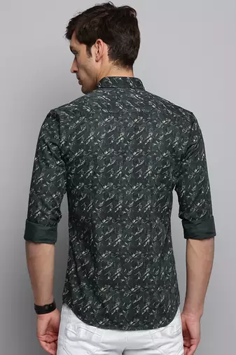 men's long sleeves abstract olive shirt