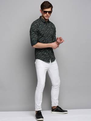 men's long sleeves abstract olive shirt 5