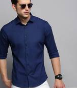 men's long sleeves solid navy blue shirt