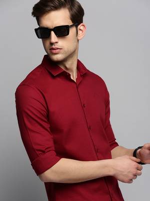 men's long sleeves solid maroon shirt 1