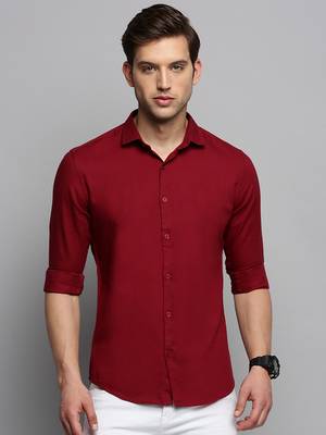 men's long sleeves solid maroon shirt 2