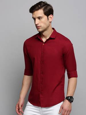 men's long sleeves solid maroon shirt 3