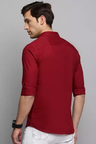 men's long sleeves solid maroon shirt