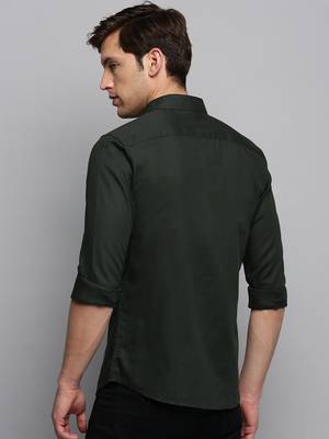 men's long sleeves solid olive shirt 4
