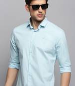 men's long sleeves solid blue shirt