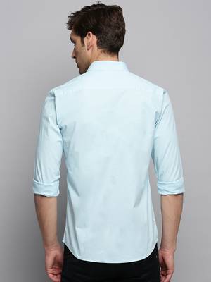 men's long sleeves solid blue shirt 4