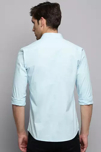 men's long sleeves solid blue shirt