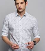 men's long sleeves micro checks white shirt