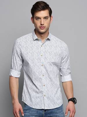 men's long sleeves micro checks white shirt 2