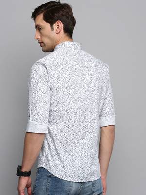 men's long sleeves micro checks white shirt 4