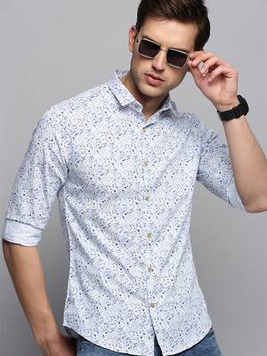 men's long sleeves abstract white shirt 1