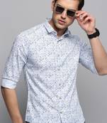 men's long sleeves abstract white shirt