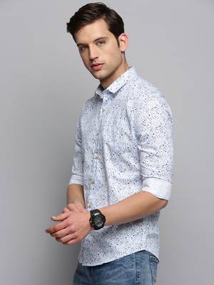 men's long sleeves abstract white shirt 3