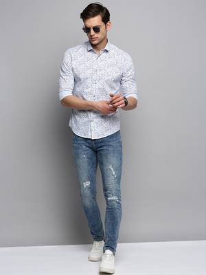 men's long sleeves abstract white shirt 5