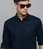 men's long sleeves solid navy blue shirt