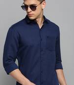 men's long sleeves solid navy blue shirt