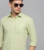 men's long sleeves solid green shirt