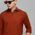 men's long sleeves solid rust shirt