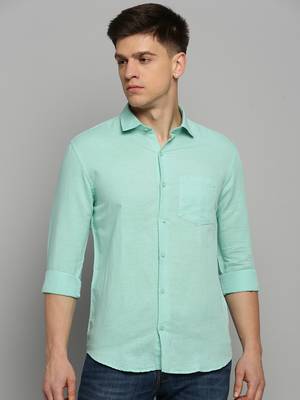 men's long sleeves solid green shirt 2