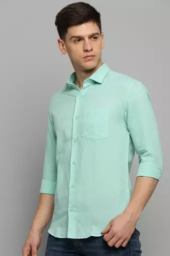 men's long sleeves solid green shirt