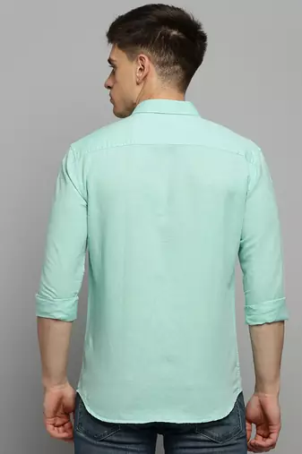 men's long sleeves solid green shirt