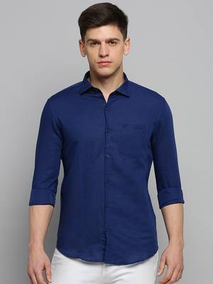 Showoff men's long sleeves solid blue shirt 2