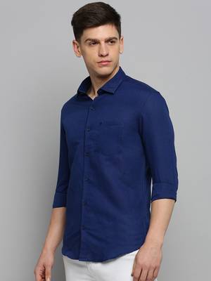 Showoff men's long sleeves solid blue shirt 3