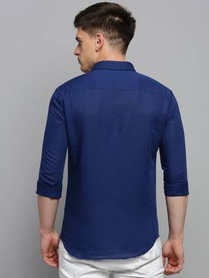 Showoff men's long sleeves solid blue shirt 4