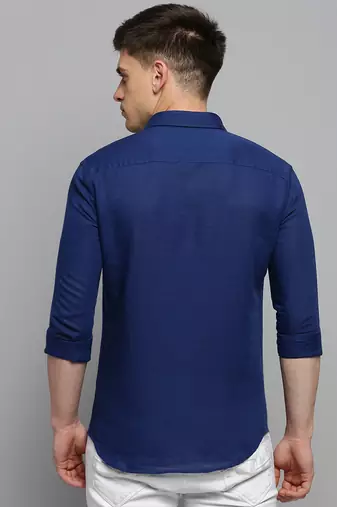 Showoff men's long sleeves solid blue shirt