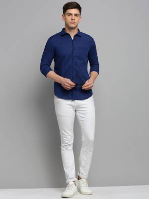 Showoff men's long sleeves solid blue shirt 5