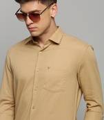Showoff men's long sleeves solid khaki shirt