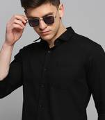 Showoff men's long sleeves solid black shirt