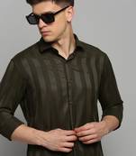 men's long sleeves solid olive shirt