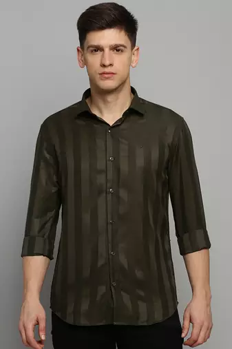 men's long sleeves solid olive shirt