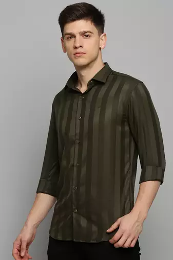 men's long sleeves solid olive shirt