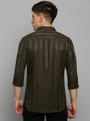 men's long sleeves solid olive shirt 4