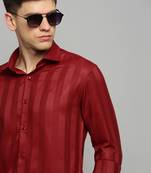 Showoff men's long sleeves solid maroon shirt