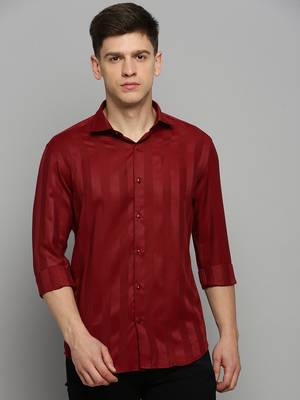 Showoff men's long sleeves solid maroon shirt 2