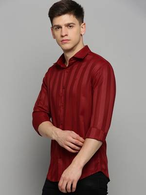 Showoff men's long sleeves solid maroon shirt 3