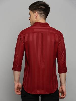 Showoff men's long sleeves solid maroon shirt 4