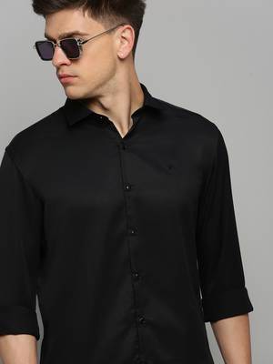 Showoff men's long sleeves solid black shirt 1