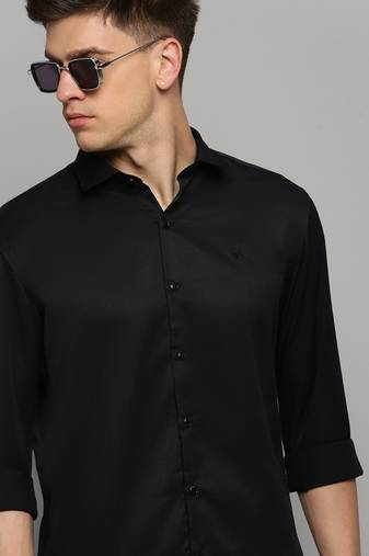 Showoff men's long sleeves solid black shirt