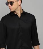 Showoff men's long sleeves solid black shirt