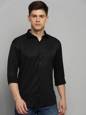 Showoff men's long sleeves solid black shirt 2