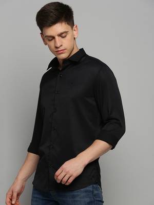 Showoff men's long sleeves solid black shirt 3